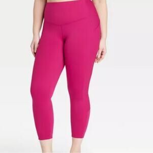 All in Motion Magenta Pink High-Rise Rib 7/8 Leggings Pockets NWT 2X